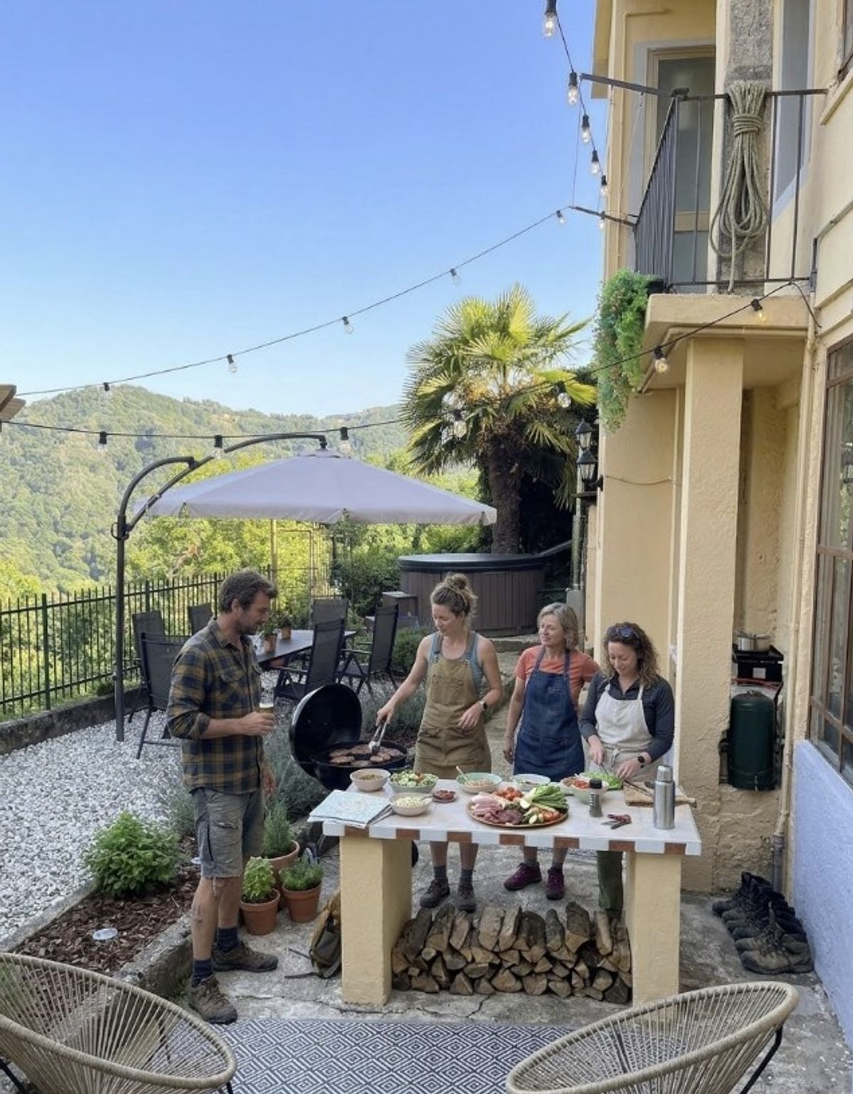 BBQ in de tuin van de vakantiewoning