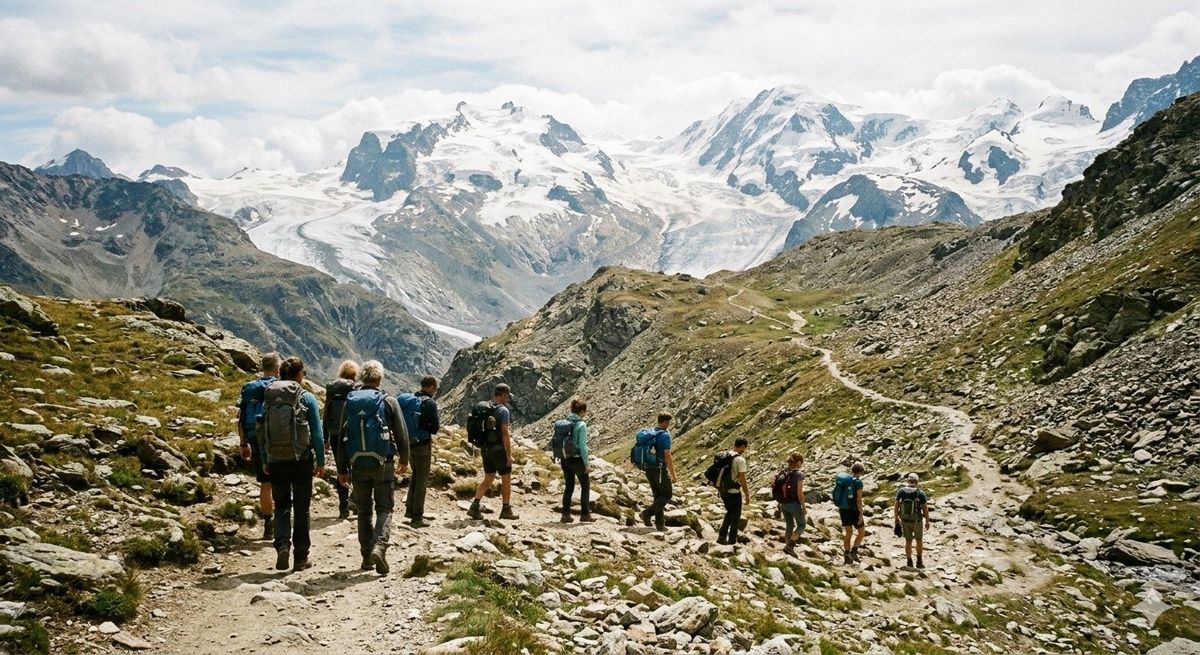 Teambuilding groep hikt door de bergen in Piemonte